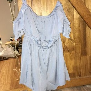 Light Blue Off the Shoulder Romper